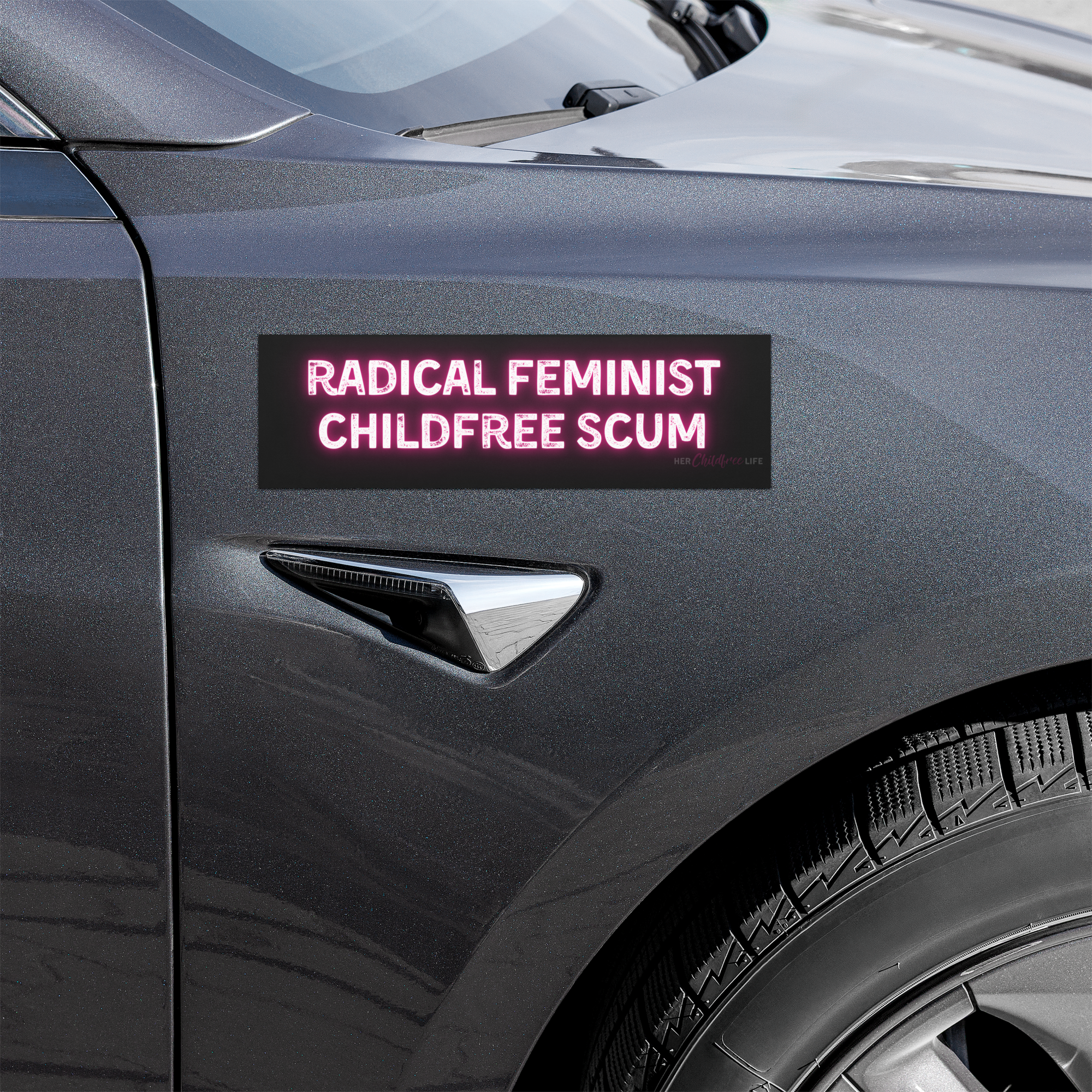 Radical Feminist Childfree Scum | Car Magnet