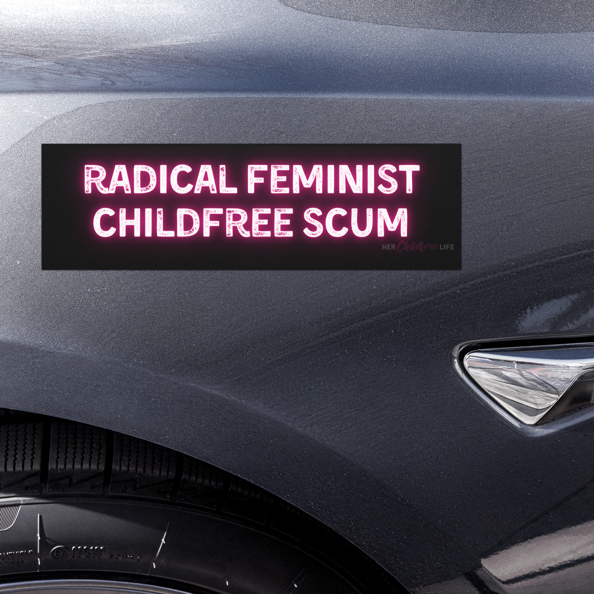 Radical Feminist Childfree Scum | Car Magnet